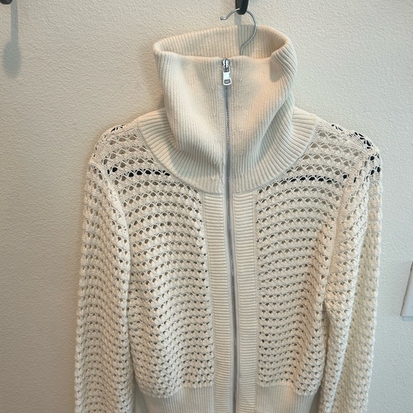Varley Eloise Cream Knit Zip-Up Sweater - Picture 3 of 6